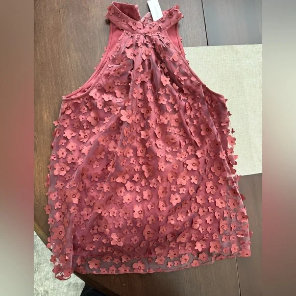 NWT Anthropologie eva Franco Appliqué Halter Top - Wine Red - Size Medium - Picture 2 of 7
